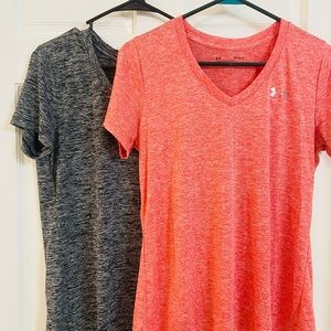 TWO-New without tags- Under Armour Med- Women’s heat gear, relaxed fit, Vneck